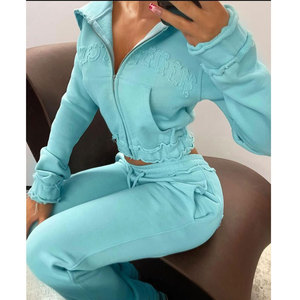 Sudadera con capucha recortada de ajuste regular personalizada con apliques bordados desgastados de invierno sólido de algodón de lujo de peso pesado Unisex - Product Image 3