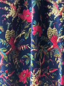 Cortinas de terciopelo azul marino con estampado de pájaros, estilo bohemio, personalizadas en cualquier tamaño, 100% algodón, terciopelo de alta calidad. - Product Image 1