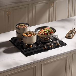 Table de cuisson à gaz carrée à trois brûleurs, allumage électronique, surface en acier inoxydable, classe d'efficacité énergétique, gaz naturel disponible - Product Image 3