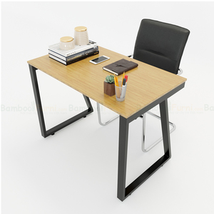 BFTB2001 Trapez Bamboo II 100x60cm Simple Minimalist Office <b>Desk</b> <b>Foldable</b> Wooden Computer <b>Desk</b> with Assembled Iron Legs - Product Image 3