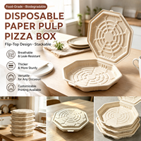 Contenants à pizza octogonaux en bagasse compostables et écologiques, résistants et anti-graisse, pour la livraison de repas en restaurant