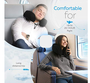 Almohada para el cuello en forma de U almohada de viaje con cordón ajustable de espuma viscoelástica para viajes en avión que no usan látex - Product Image 4