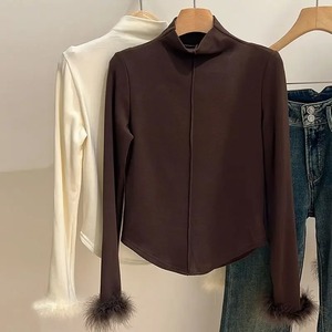 Camiseta de Manga Larga con Cuello Alto para Mujer, Ajustada, de Punto, Forrada de Felpa, Informal, Talla Grande para Otoño e Invierno, Ropa Interior - Product Image 3