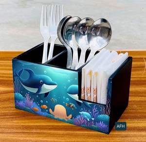 Elegante Porta Cubiertos de Madera MDF, Diseño Clásico, Decoración para Vajilla, Accesorios de Cocina y Porta Servilletas - Product Image 1