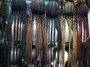 Pelo Afro Loc rizado resistente al calor, peluca trenzada de pelo humano profundo de fibra alta - Product Image 6