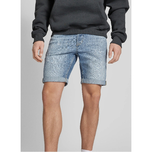 กางเกงขาสั้นผ้ายีนส์สำหรับผู้ชายกางเกงขาสั้นทรงตรงสไตล์สตรีทแวร์ผ้าคอตตอนฟอกสีเข้มสำหรับผู้ชาย - Product Image 2