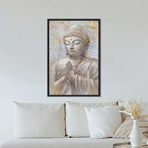 Impresión moderna en lienzo: obra de arte de Buda para decoración de pared del hogar, con marco negro - Product Image 1