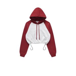 Mode féminine solide vierge à capuche à manches longues polaire chaud haut court à capuche Streetwear Design avec logo avant pour toutes les saisons - Product Image 4