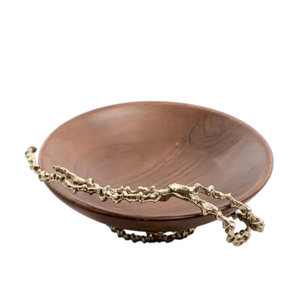 Ensaladera de madera moderna hecha a mano hermosa pieza central acento de hoja de plata para mesa de comedor uso en la cocina para uso doméstico en el Hotel - Product Image 5