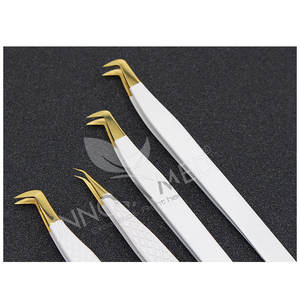 Pinzas de pestañas de acero inoxidable con punta puntiaguda de volumen Precio competitivo Aislamiento de pestañas Servicio OEM por encargo Etiqueta privada - Product Image 1