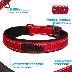 Hebilla de cinturón ajustable reflectante de alta calidad, collares para perros, Collar de perro acolchado de neopreno, Collar de perro cómodo y resistente - Product Image 4