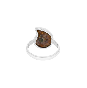 Anillo de Compromiso Unisex de Plata de Ley 925 con Engaste de Bisel, Ammonita Natural en Formas Irregulares, Estilo Clásico, Energía Positiva, Acabado de Alta Calidad - Product Image 3