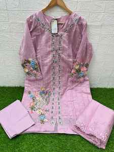 Dernier Designer Organza Soie Broderie Travail Kurti Set Par Fab Zone - Product Image 2