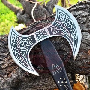 Đa Mục Đích Tay Cầm Bằng Gỗ Damascus Thép Trục Với Trường Hợp Da Cao Cấp Chất Lượng Ngoài Trời Săn Bắn Hai Đầu Trục - Product Image 5