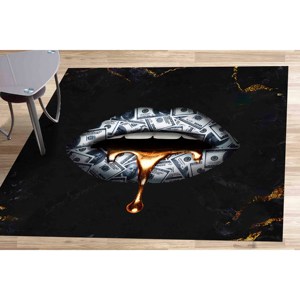 Tapis imprimé Dollar et Lèvres : Motif Dollar moderne, design sensuel, tapis doux non tissé - Product Image 2
