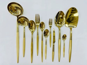 Ensemble de couverts en acier inoxydable poli doré antique royal, assez durable pour une utilisation en restaurant, assez élégant pour les repas à domicile - Product Image 3