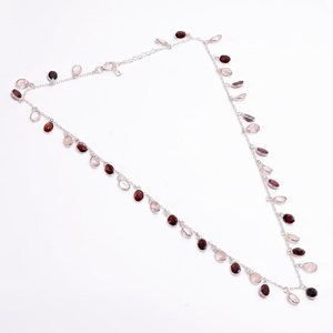 Venta al por mayor de diseño clásico hecho a mano de lujo collar de cadenas finas de Plata de Ley 925 con piedras preciosas mixtas para las mujeres - Product Image 1