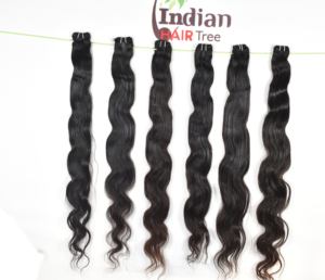 Extensions de cheveux humains vierges indiens bruts non traités, cuticules alignées, naturelles, ondulées, couleur noire, pas chères, par Export - Product Image 5