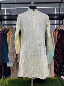 Kurta pyjama pour homme en coton et soie Raymond, lourd, de créateur, pour festival, avec broderie - Product Image 5