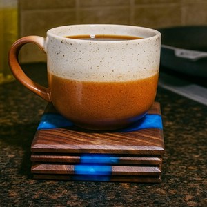 Sous-verre en résine de bois à haute brillance, artisanal, grain de bois naturel, style bohème, écologique, pour la décoration de la maison moderne, vente en gros - Product Image 6