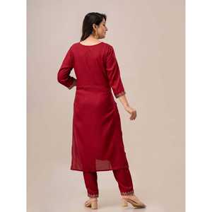 Conjunto de pantalones con diseño de yugo de lentejuelas rojas para mujer - Product Image 5