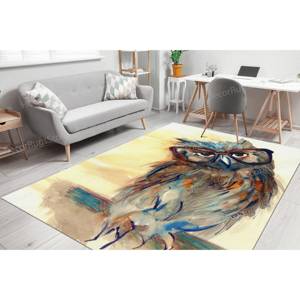 Alfombra Wise Owl, Alfombra abstracta con diseño de búho, Alfombra moderna, Alfombra con diseño de animales, Alfombra con estampado, Alfombra suave con pelo largo - Product Image 4
