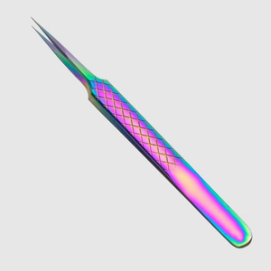 Pinzas para Pestañas de Acero Inoxidable con Recubrimiento de Plasma Multicolor, Pinzas de Precisión Antiestáticas con Agarre de Diamante de Alta Calidad - Product Image 4