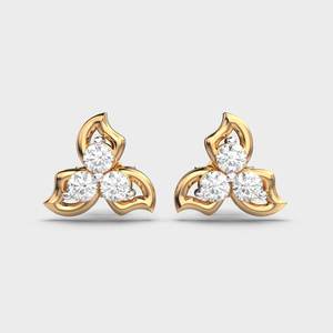 Pendientes de Diamantes Cultivados en Laboratorio con Certificación IGI, Diseño Floral de 3 Piedras, Oro Amarillo/Blanco/Rosa de 9K, Clásicos y de Diseñador - Product Image 6