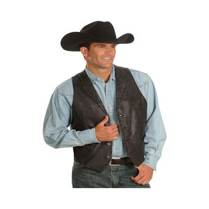 Cowboy American Men Genuine <b>Brown</b> Top Quality Leather <b>Vests</b> Waistcoat for Men - Product Image 2