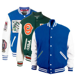 Personnalisable Veste Letterman en cuir véritable 100% laine de haute qualité pour hommes avec col montant Design d'hiver en couleur noire - Product Image 5