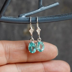 Pendientes de Apatita Ovalados de Plata de Ley 925, Joyería de Piedras Preciosas, Joyería Fina, Elegante Regalo para Mujer, Accesorio de Lujo Hecho a Mano - Product Image 2