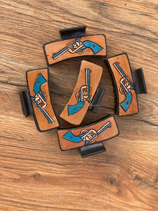 Nouvelle arrivée vente chaude Western élégant à la main usiné en cuir gravé pinces à cheveux en cuir griffe accessoires de cheveux pour les femmes - Product Image 2