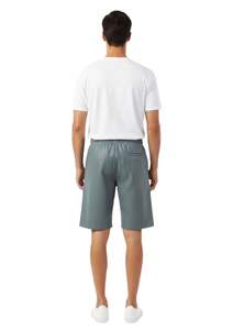 <b>Mens</b> Solid Color Genuine Leather <b>Shorts</b> with Adjustable Drawstring <b>Waist</b> Fashionable - Product Image 5