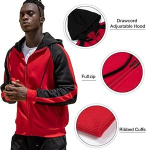 AOTORR Men's <b>Zip</b> Up <b>Hoodie</b> Color Block Long Sleeve Casual Sweatshirt with <b>Pocket</b> - Product Image 3