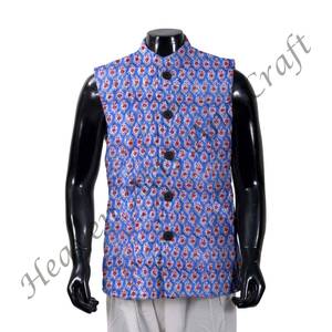 Chaqueta corta acolchada de algodón con estampado de bloque de mano para hombre para uso diario o abrigo de fiestas gran regalo para niño amigo algodón con estampado de bloque - Product Image 1
