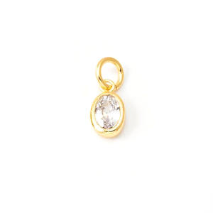 Cristal Quartz Charme Pierre De Naissance Plaqué Or Pendentif Ovale pour Collier Fait À La Main Petit Charme et Bracelet Fabrication de Bijoux - Product Image 1