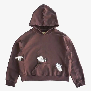 Sudadera con Capucha Personalizada de Alta Calidad, Estilo Desgastado con Lavado Ácido, 100% Algodón, Sudadera Extra Grande de Felpa Francesa, Lavado Vintage, Sudadera con Capucha Desteñida para Hombre - Product Image 2