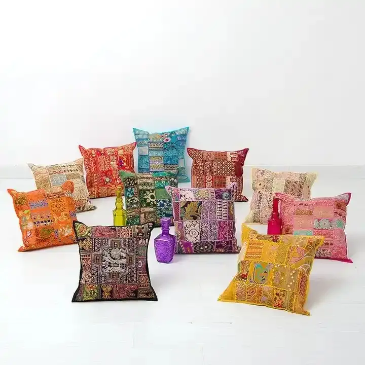 Misto lotto indiano Patchwork Vintage copricuscino decorativo Patchwork copertura cuscino Sari cuscino kambadia patch work
