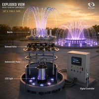 Fontaine musicale grand format Water Crown pour parc public urbain avec jets d'eau dynamiques et contrôle intelligent