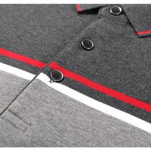 Polo homme en coton pur décontracté chic, nouveau, col à revers, bouton contrasté, tendance, bureau, social, manches longues, t-shirt, haut - Product Image 3