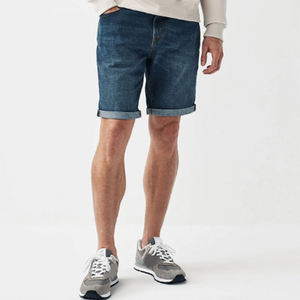 Shorts de Mezclilla Elásticos de Corte Recto Azul Medio Lavado Claro, Transpirables y Ecológicos, Estilo 2026, para Hombre, Casuales, Tejidos, WAKIN WEAR - Product Image 2