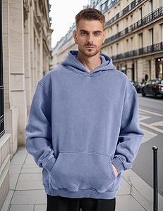 Sudaderas con capucha informales de invierno para hombre, Color sólido, 100% algodón, forro polar, ajuste Regular, secado rápido y transpirable, alta calidad - Product Image 2