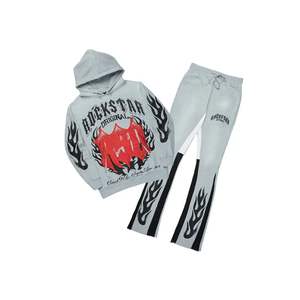 ชุดวอร์มขาบานสำหรับทั้งชายและหญิงสไตล์สตรีทแวร์สีเทาสไตล์สตรีทแวร์ - Product Image 6