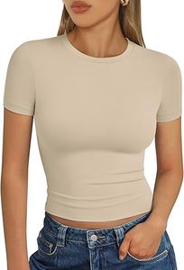 Camisetas Cortas de Alta Calidad con Manga Corta, Estilo Dolman, Cuello Redondo, Casual - Product Image 4