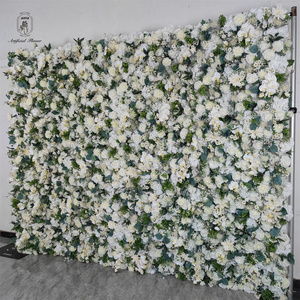 DKB luxe mariage événement décoration scène fond blanc vert feuilles rideau retrousser mur floral - Product Image 3