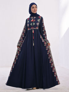 Robe décontractée modeste en gros, abaya ouverte de luxe musulmane, vêtements ethniques islamiques, mode féminine du Moyen-Orient, polyester, longueur au sol - Product Image 2