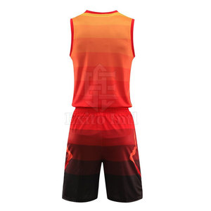 Conjunto de Uniforme de Baloncesto Sublimado para Hombre, Camiseta sin Mangas y Pantalones Cortos, Degradado Naranja Rojo, Poliéster de Secado Rápido, Kit Personalizado para Equipo - Product Image 2