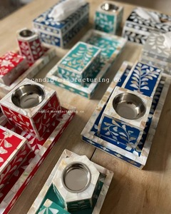 Ensemble d'encensoirs arabes faits à la main en résine et MDF avec motif floral, couleurs rouge, bleu, vert, pour usage religieux, toutes saisons - Product Image 6