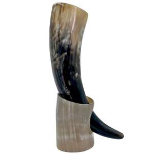 Cuerno para beber vikingo con moldura de latón y soporte de hierro para cerveza Ale Mead, cuerno nórdico, acabado perfecto para fiesta de Navidad - Product Image 5