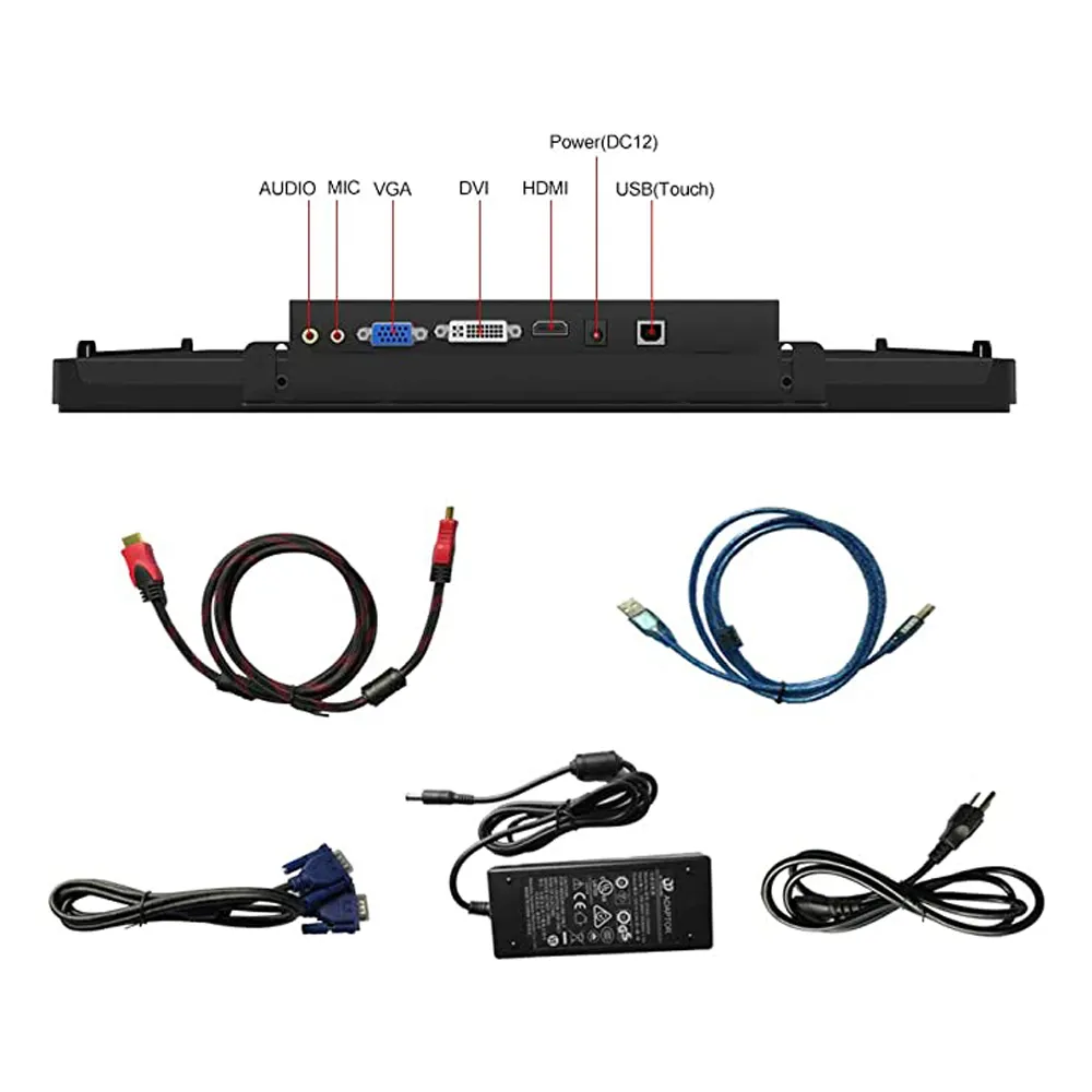 Open Frame LCD Capacitive Touch Screen Monitor With IP65 Front Waterproof PCAP 10 Points Multitouch Screens